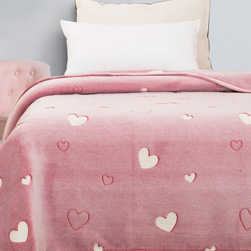Hearts Pink fluorescent crib blanket 110x140