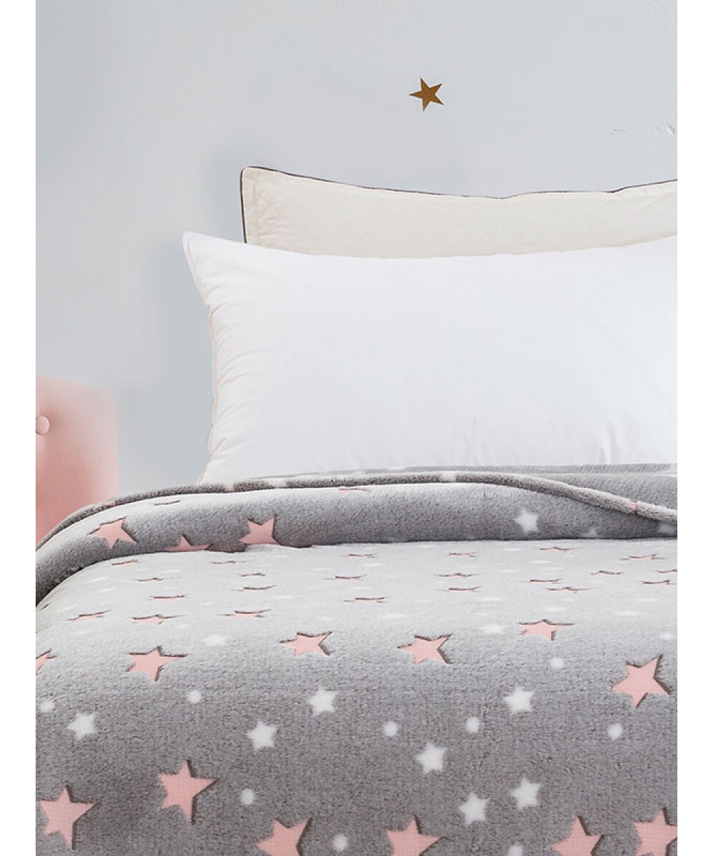 Fluorescent blanket Stars Pink 80x90