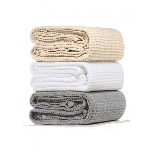 Cotton pique blanket White Moni (165x265)