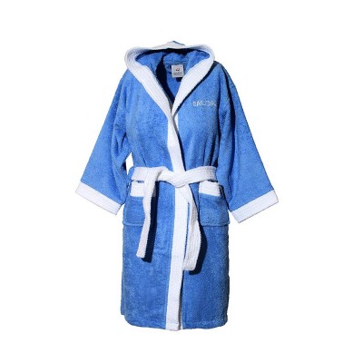 Children's bathrobe with hood Blue Age 8-10