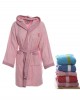 Children's bathrobe with hood Pink Age 10-12