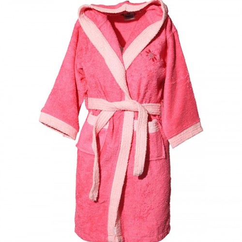 Children's bathrobe with hood Fuchsia Age 4-6