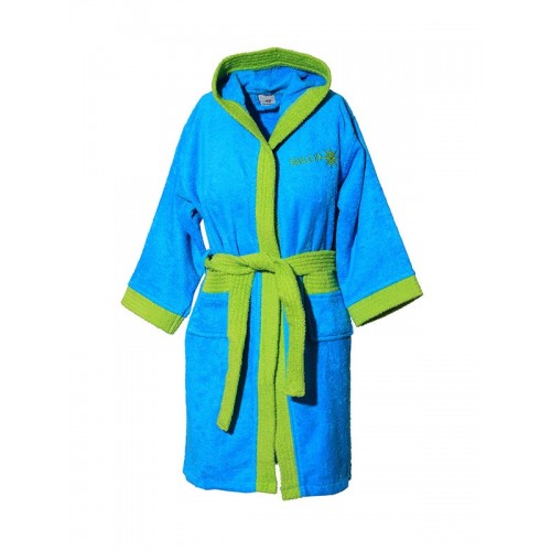 Children's bathrobe with hood Turquoise Age 4-6