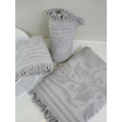 Crochet Towel 6 Light Gray Set of 3 pcs.