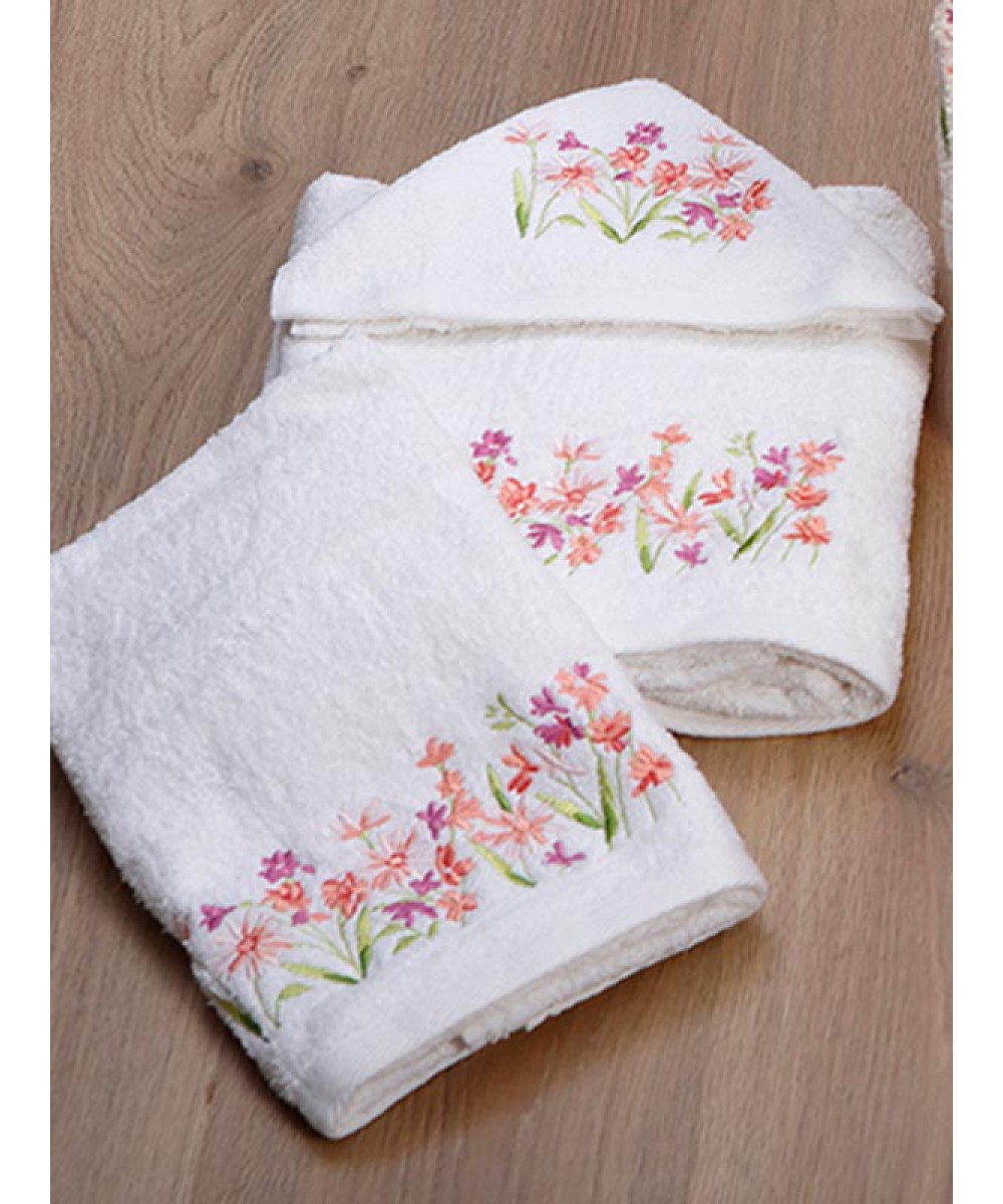 Set of embroidered towels 20 White