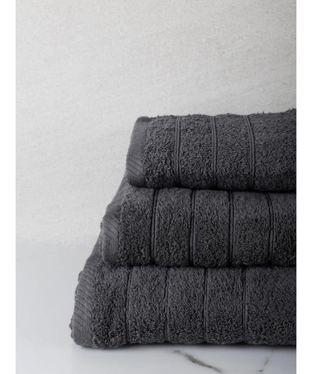 Πετσέτα πενιέ Dory 10 Dark Grey Μπάνιου (80x150)
