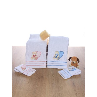 Set of embroidered towels Heart 01 Pink
