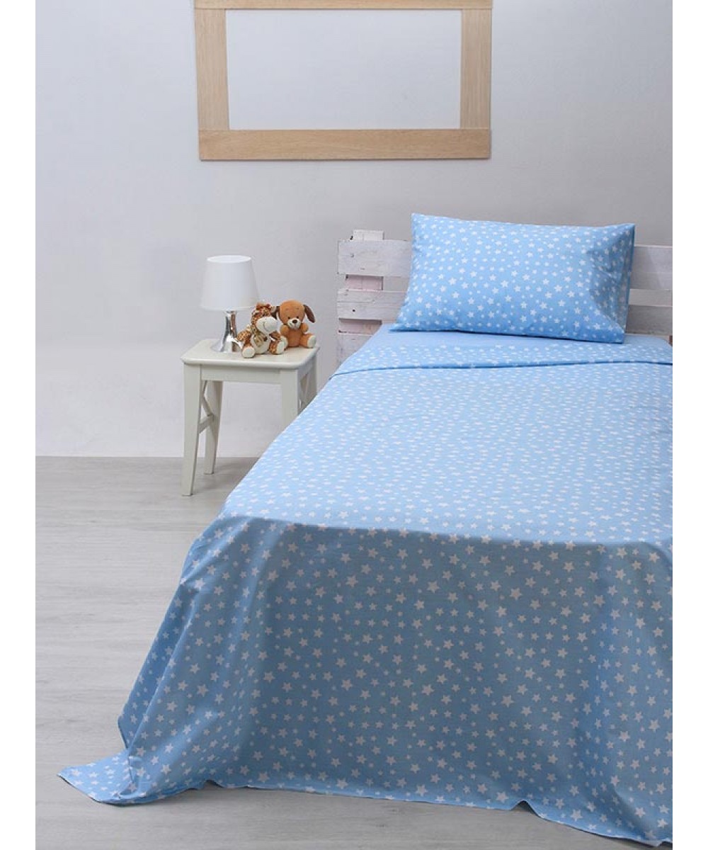 Sheet set cotton feelings 22 blue Single with elastic (105x205 30)