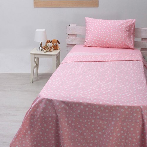 Sheet set cotton feelings 22 Pink Single with elastic (105x205 30)