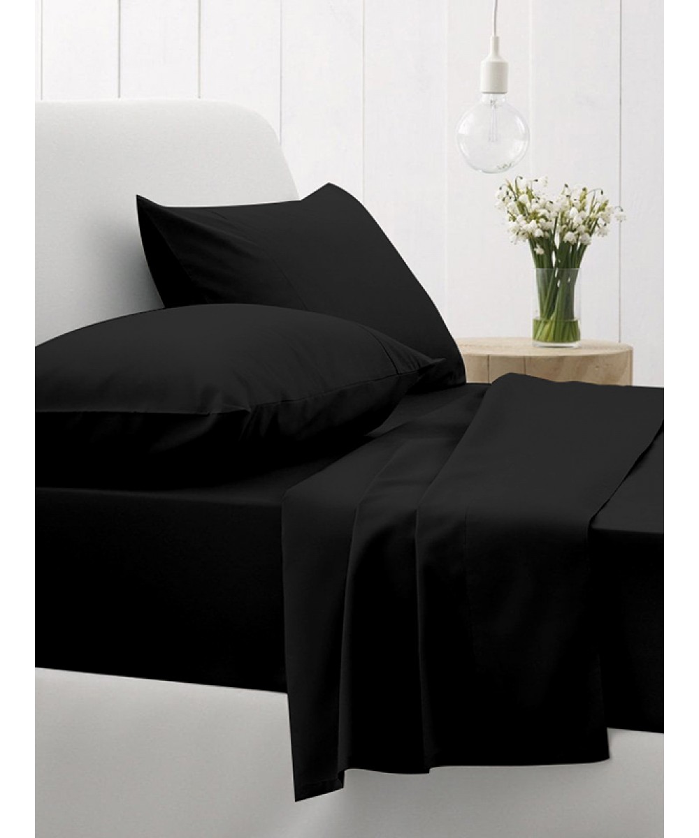 Sheet set Cotton Feelings 111 Black Double with elastic (150x205 30)