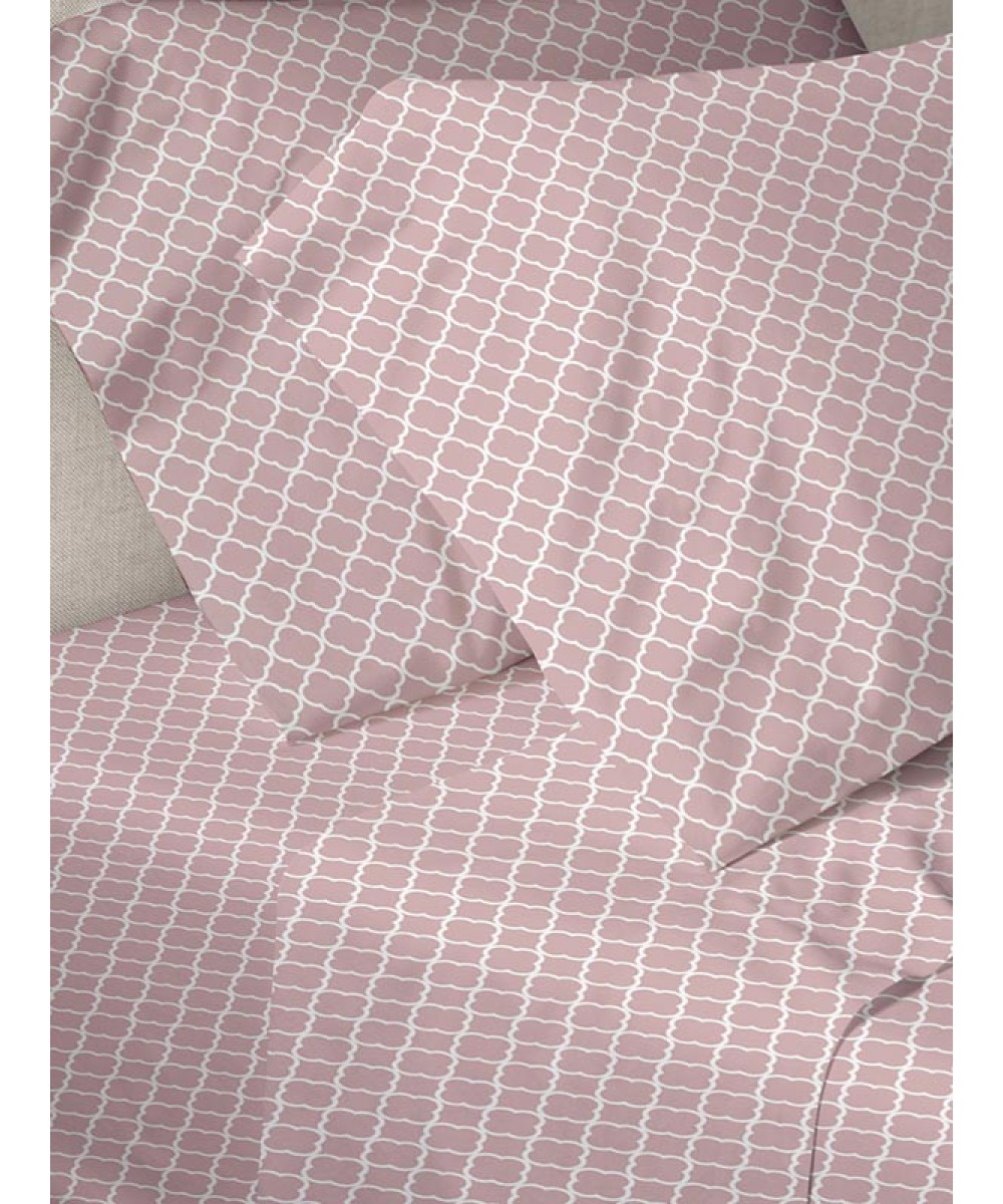 Σετ Σεντόνια Menta Εμπριμέ 530 Pink Διπλό (200x250)