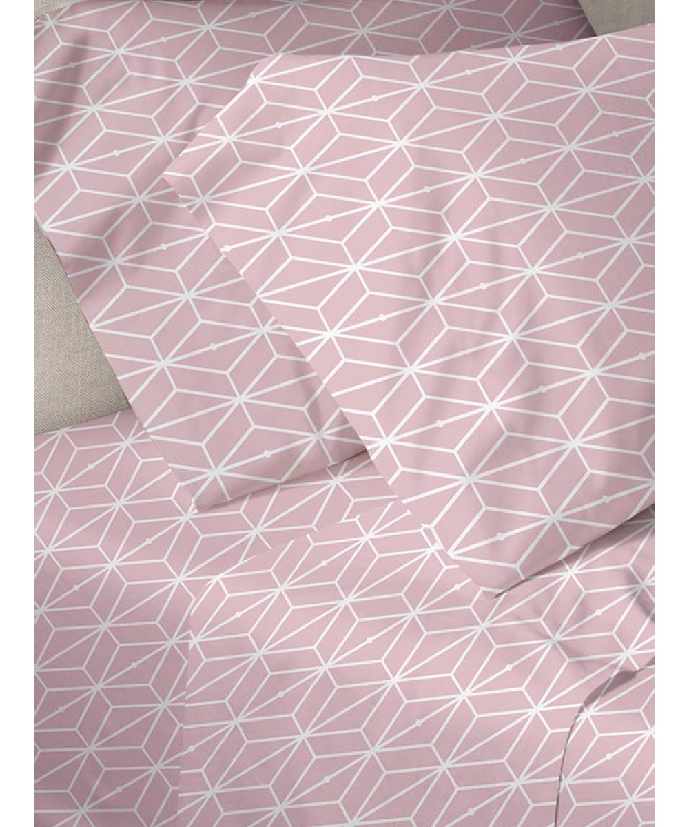 Menta Printed Sheet Set 520 Pink Super Double (220x250)