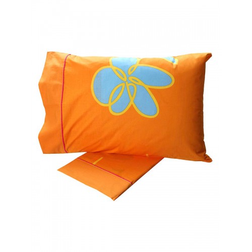 Cotton Feelings Printed Sheet Set 129 Orange Single (160x260)