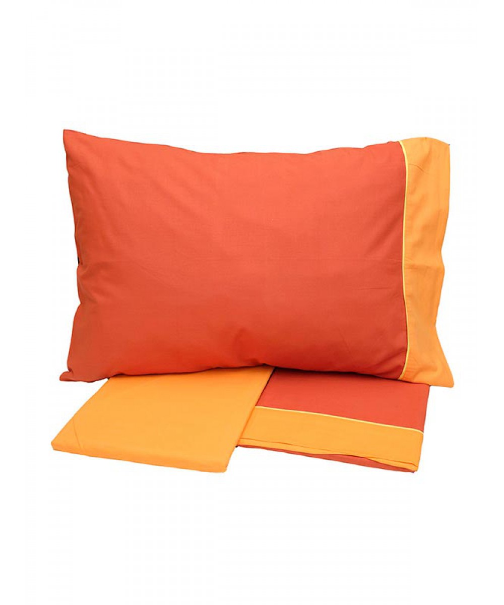 Σετ Σεντόνια Cotton Feelings εμπριμέ 2219 Orange Μονό (160x260)