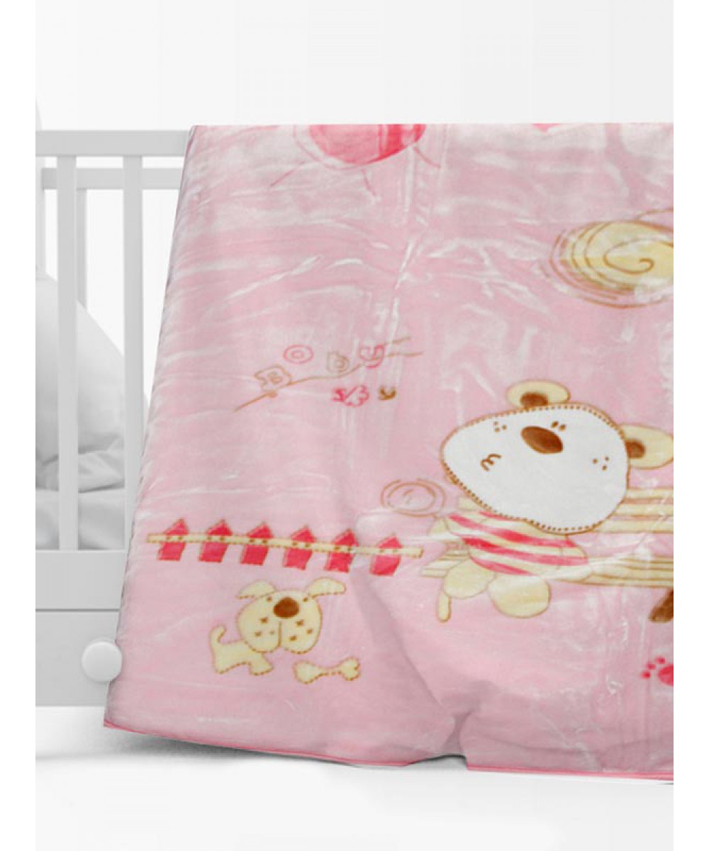 Velvet Crib Blanket 1000 Pink 110x140