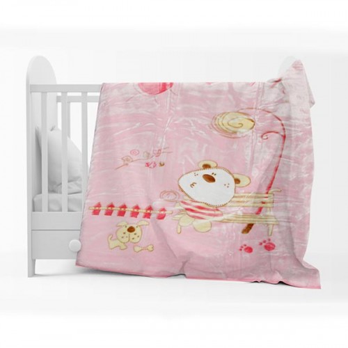 Velvet Crib Blanket 1000 Pink 110x140