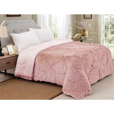 QUILT FUR HAIRY DUSTY PINK ONLY 160X210 LINEAHOME