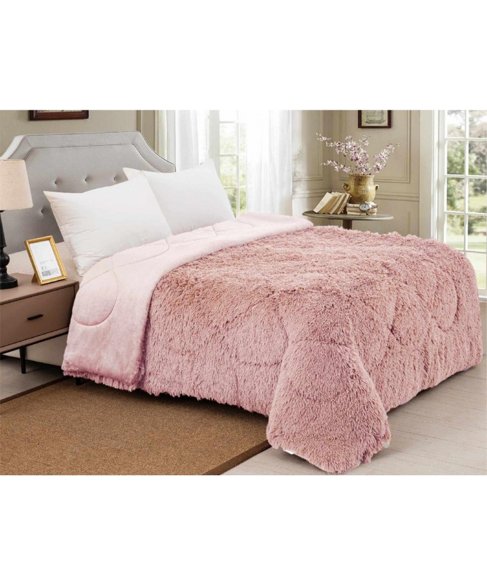 FUR QUILT HAIRY DUSTY PINIK EXTRA DOUBLE 210X230 LINEAHOME