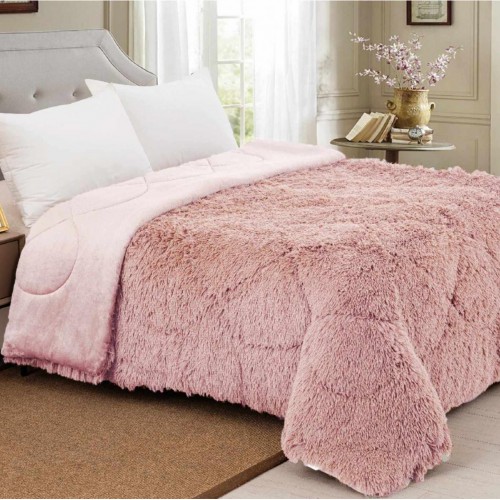 FUR QUILT HAIRY DUSTY PINIK EXTRA DOUBLE 210X230 LINEAHOME