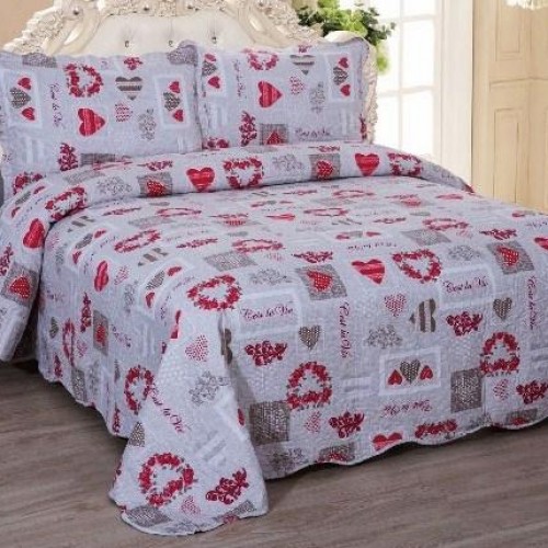 FLOWER HEART PRINTED COVER SET ONLY 160X220 1 PILLOW 50X70 LINEAHOME