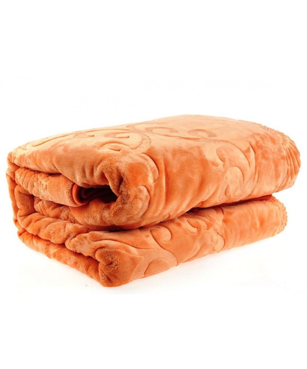 BLANKET VELOUTE EMBOSSED SUPER DOUBLE ORANGE 220X240 LINEAHOME