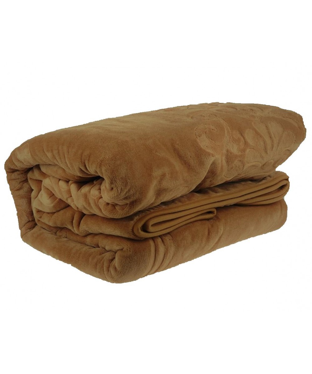 BLANKET VELOUTE EMBOSSED SUPER DOUBLE 220X240 CAMEL 220x240 LINEAHOME
