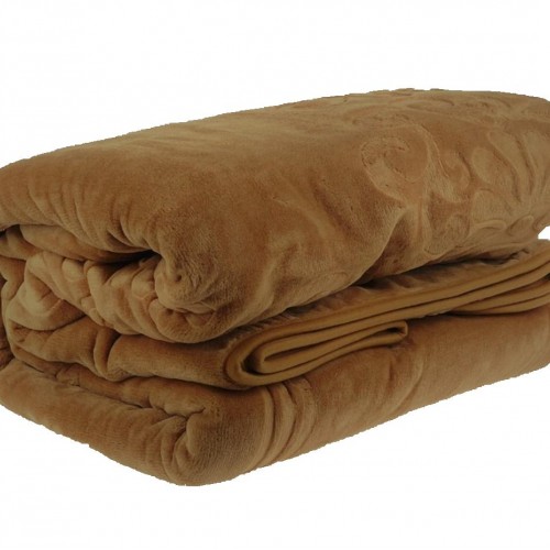 BLANKET VELOUTE EMBOSSED SUPER DOUBLE 220X240 CAMEL 220x240 LINEAHOME