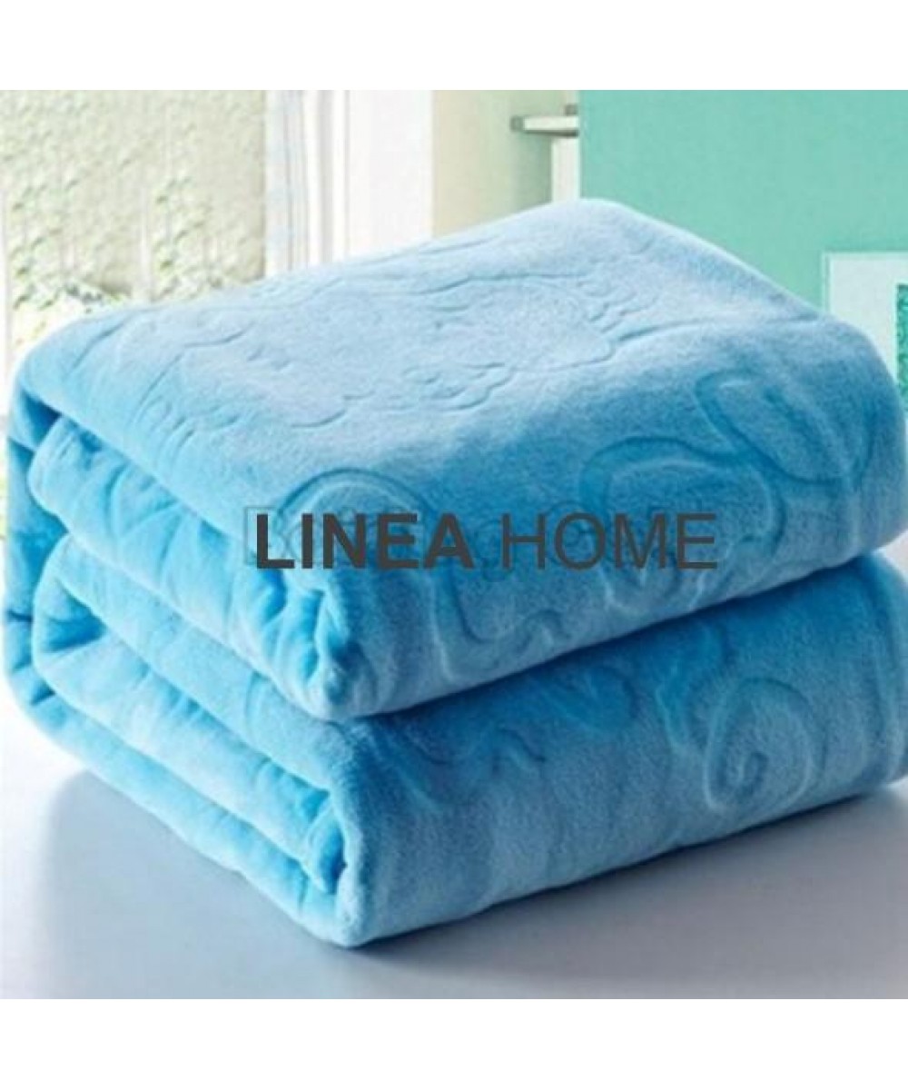 BLANKET VELOUTE EMBOSSED SUPER DOUBLE 220X240 BLUE LINEAHOME