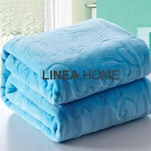 BLANKET VELOUTE EMBOSSED SUPER DOUBLE 220X240 BLUE LINEAHOME