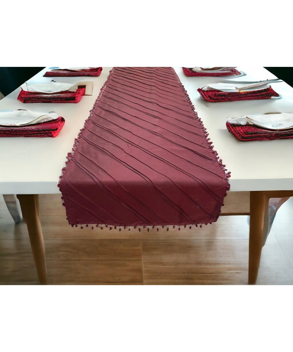 TAFTA RUNNER 50X170 BURGUNDY WITH CRYSTALS LINEAHOME