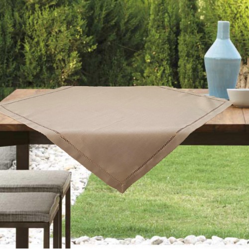LINEN TABLECLOTH WITH AZURE HANDLE IVY 3688A MOCHA 140X140 LINEAHOME