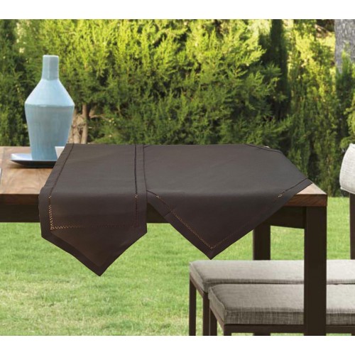 LINEN TABLECLOTH WITH AZURE HANDLE IVY 3688A BROWN 140X140 LINEAHOME
