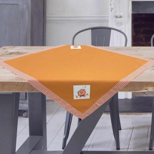 APPLIQUE EMBROIDERED TABLECLOTH WITH FACE 140X180 HOME ORANGE LINEAHOME