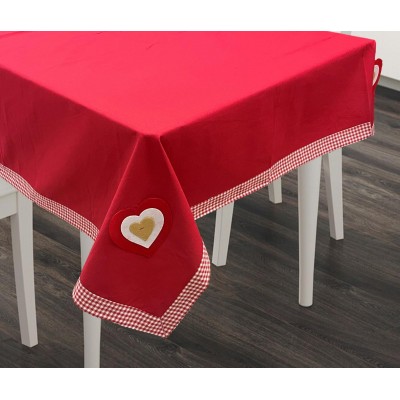 APPLIQUE EMBROIDERED TABLECLOTH 140X180 WITH FAUCET HEART LINEAHOME