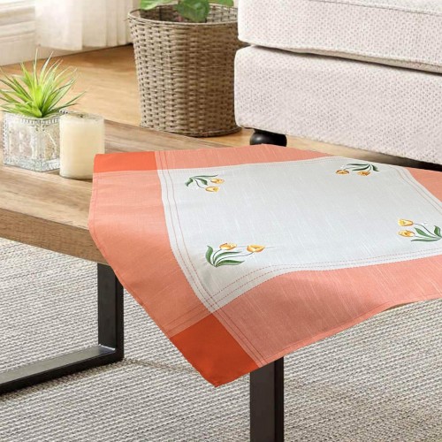 LINEN TABLECLOTH WITH TULIP EMBROIDERY 15580-6 140X140 LINEAHOME