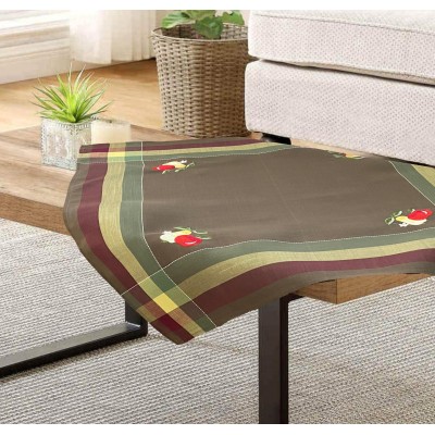LINEN TABLECLOTH WITH APPLE EMBROIDERY 12539 140X140 LINEAHOME