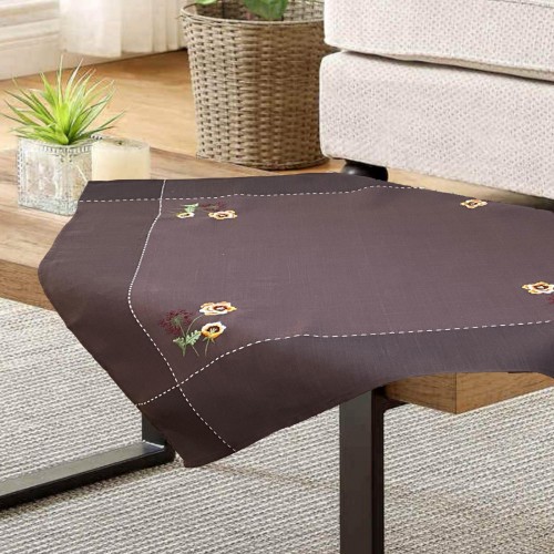 PANSY EMBROIDERY LINEN TABLECLOTH 13575 140X140 LINEAHOME