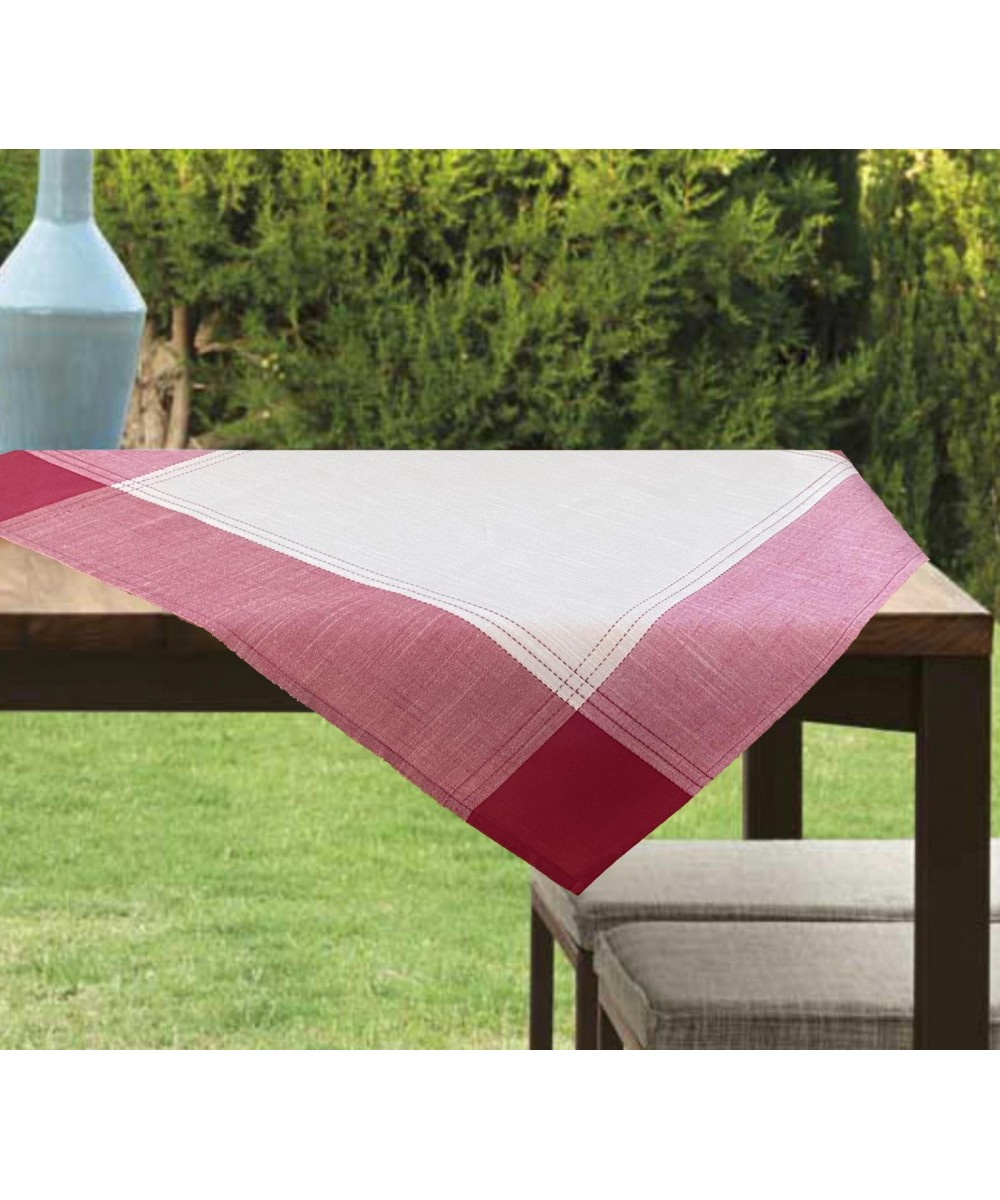 LINEN TABLECLOTH WITH FAUCET TWO COLOR FLEUR 5580 KOKKINO 140X140 140x140 LINEAHOME