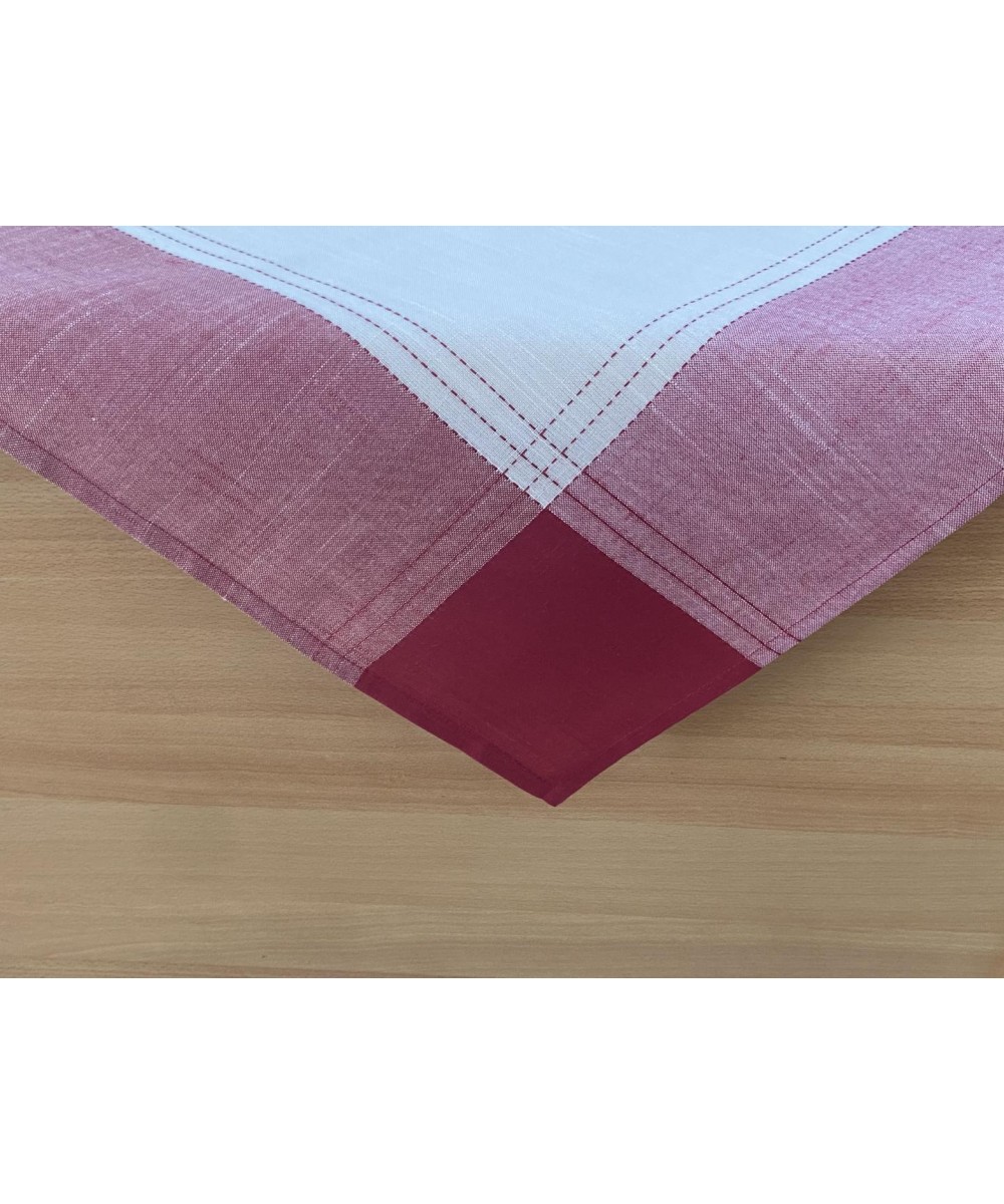 LINEN TABLECLOTH WITH FAUCET TWO COLOR FLEUR 5580 KOKKINO 140X140 140x140 LINEAHOME