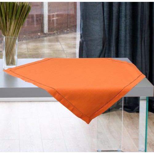 LINEN TABLECLOTH WITH AZURE HAND IVY 3688A ORANGE 140X140 LINEAHOME