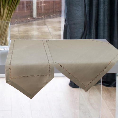 LINEN TABLECLOTH WITH AZURE HANDLE IVY 3688A GRAY 140X140 LINEAHOME
