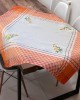JACQUARD LINEN TABLECLOTH WITH EMBROIDERY LILY 5580 ORANGE 140X140 LINEAHOME