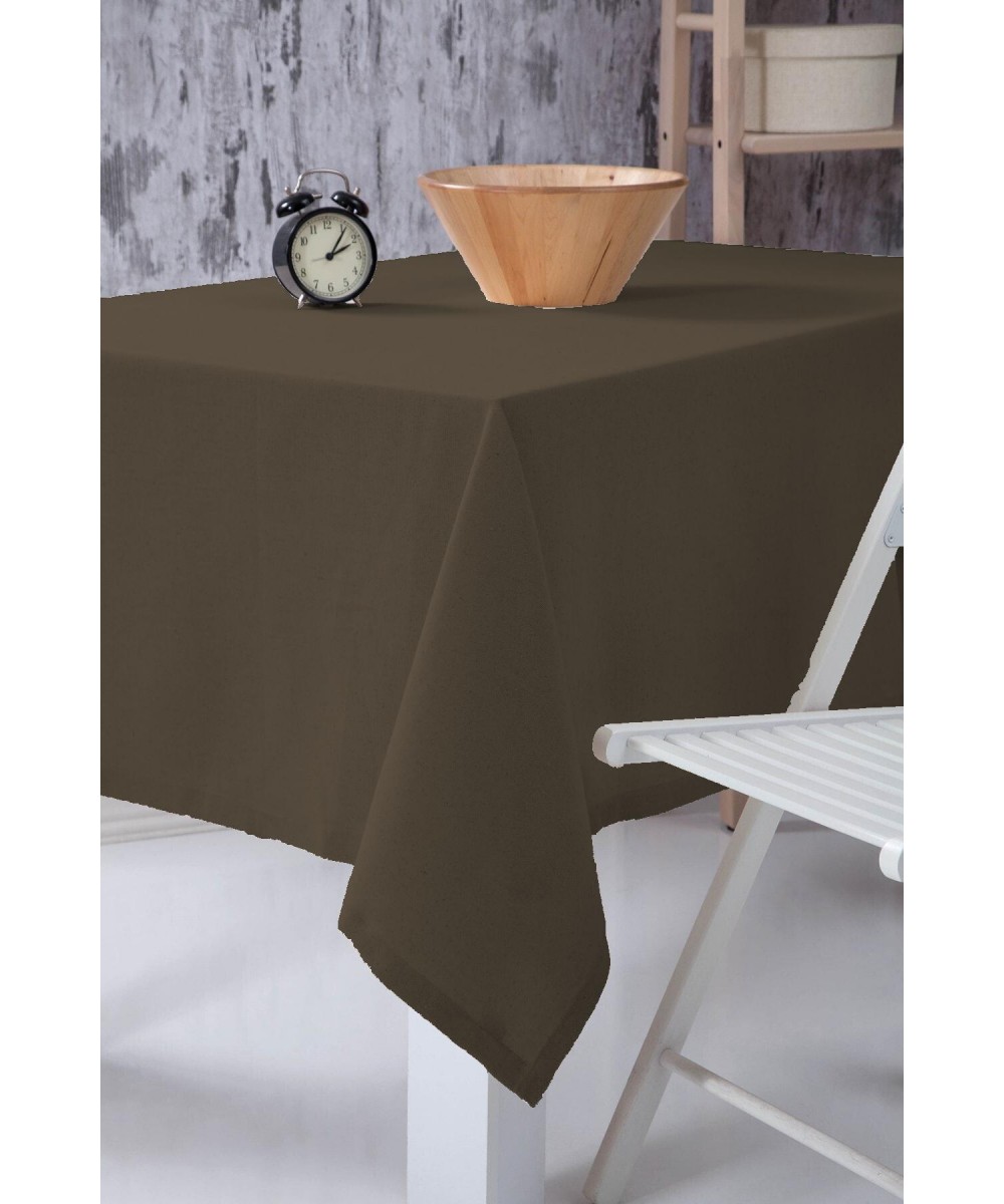 BROWN LINEN TABLECLOTH CODE.W3688 140X140 140x140 LINEAHOME