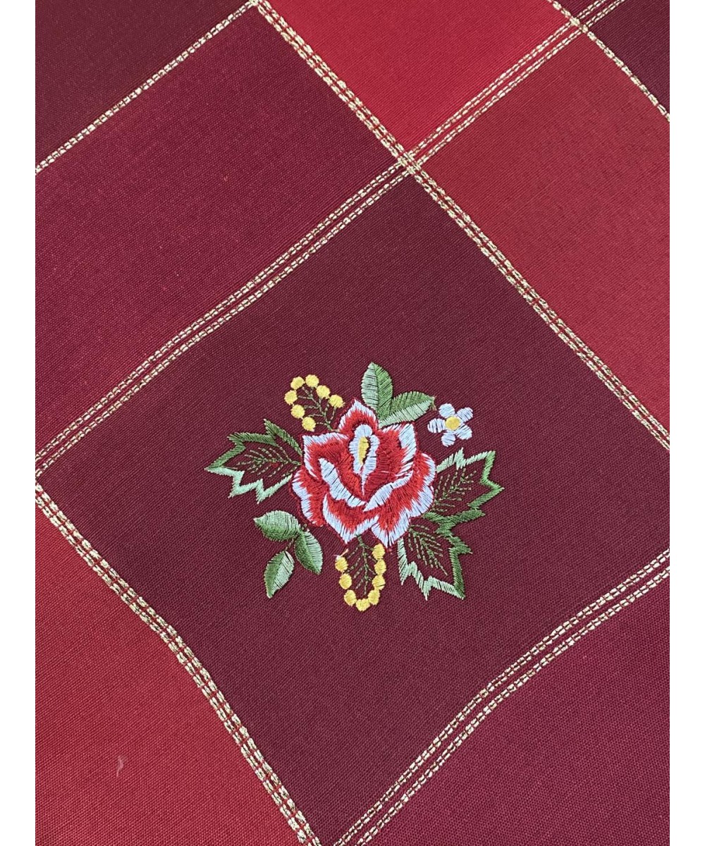 LINEN TABLECLOTH WITH EMBROIDERY ROSA 11288 RED140X180 LINEAHOME