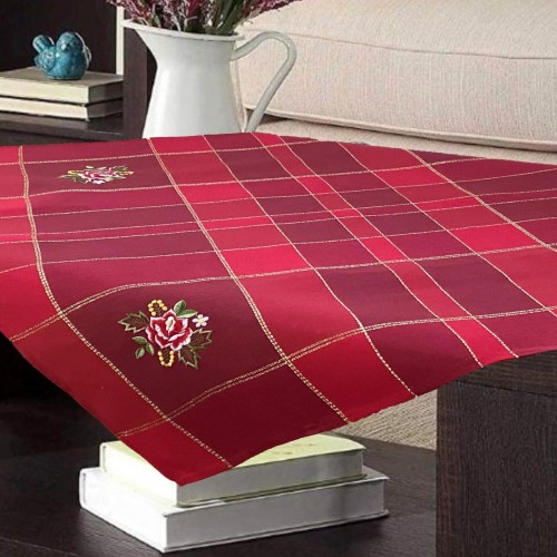 LINEN TABLECLOTH WITH EMBROIDERY ROSA 11288 RED140X180 LINEAHOME