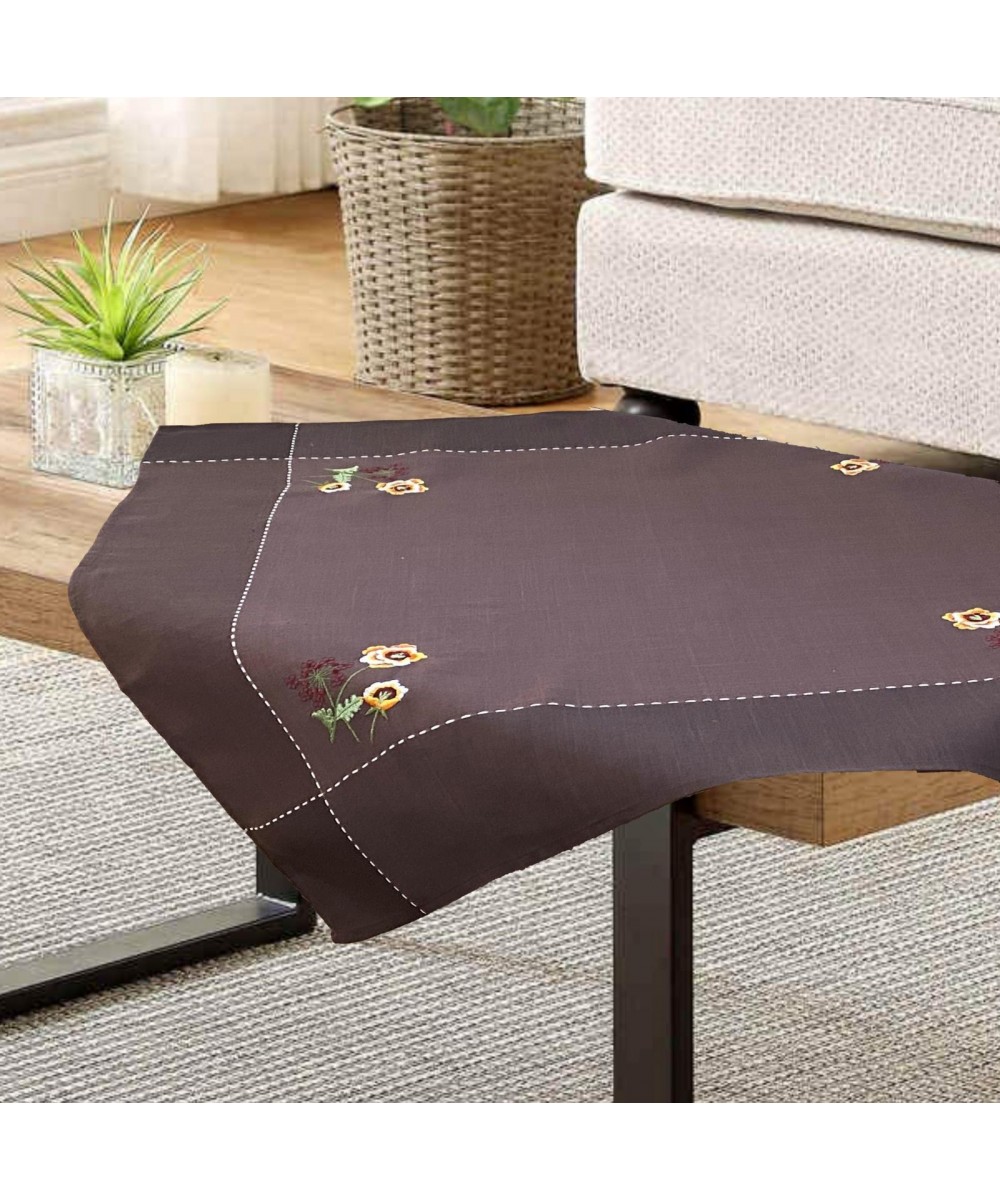 LINEN TABLECLOTH WITH PANSY EMBROIDERY 13575 140X180 LINEAHOME