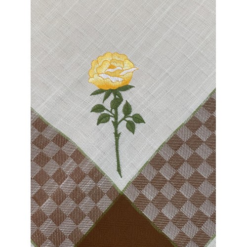 JACQUARD LINEN 85X85 WITH ROSE EMBROIDERY 5580 BROWN LINEAHOME
