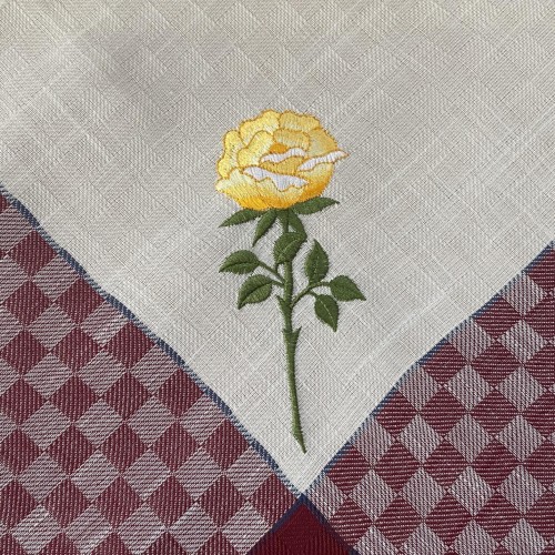 SQUARE LINEN 85X85 JACQUARD WITH EMBROIDERY ROSE 5580 BURGUNDY LINEAHOME