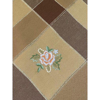 LINEN FRAME 85X85 WITH EMBROIDERY ROSA 11288 BROWN LINEAHOME