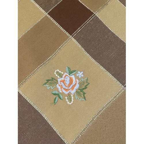 LINEN FRAME 85X85 WITH EMBROIDERY ROSA 11288 BROWN LINEAHOME